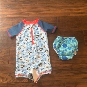 Kids Swim Set with Mickey Mouse Design - Blue and Red